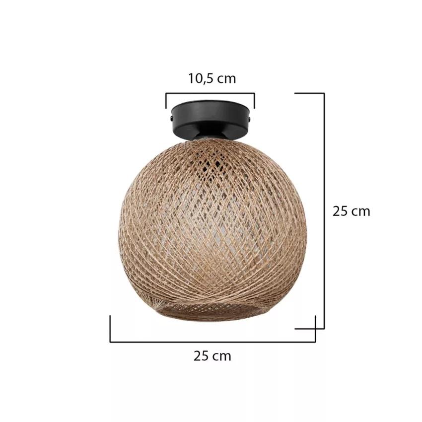 GLOBOSTAR® CORDE  Μοντέρνο Φωτιστικό Οροφής με Ντουί 1 x E27 AC 220-240V IP20 - Μπεζ - Μ25 x Π25 x Υ26cm