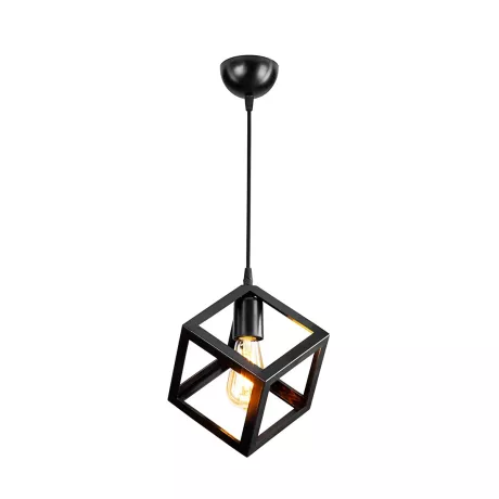 GLOBOSTAR® DISE  Μοντέρνο Κρεμαστό Φωτιστικό Οροφής με Ντουί 1 x E27 AC 220-240V IP20 - Μαύρο - Μ28 x Π28 x Υ29cm