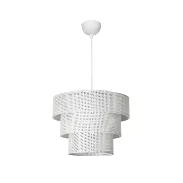 LEVEL  Μοντέρνο Κρεμαστό Φωτιστικό Καπέλο Μονόφωτο 1 x E27 IP20 Λευκό Διάτρητο Ύφασμα - Μ38 x Π38 x Υ30cm