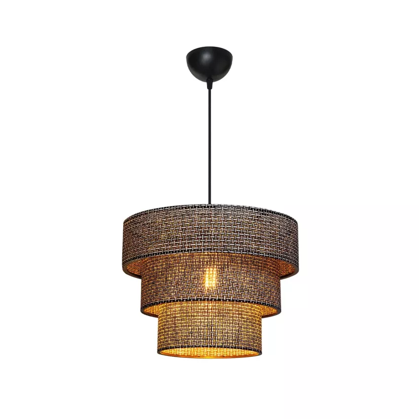 LEVEL  Μοντέρνο Κρεμαστό Φωτιστικό Καπέλο Μονόφωτο 1 x E27 IP20 Γκρι Διάτρητο Ύφασμα - Μ38 x Π38 x Υ30cm