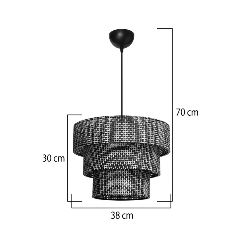LEVEL  Μοντέρνο Κρεμαστό Φωτιστικό Καπέλο Μονόφωτο 1 x E27 IP20 Γκρι Διάτρητο Ύφασμα - Μ38 x Π38 x Υ30cm