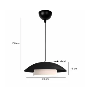 AURA  Μοντέρνο Κρεμαστό Φωτιστικό Καμπάνα Μονόφωτο 1 x E27 IP20 Μαύρο & Λευκό Μέταλλο - Μ31 x Π31 x Υ27cm