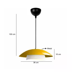 AURA  Μοντέρνο Κρεμαστό Φωτιστικό Καμπάνα Μονόφωτο 1 x E27 IP20 Κίτρινο & Λευκό Μέταλλο - Μ31 x Π31 x Υ27cm