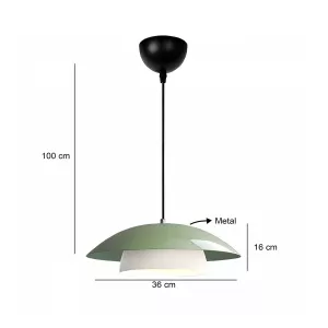 AURA  Μοντέρνο Κρεμαστό Φωτιστικό Καμπάνα Μονόφωτο 1 x E27 IP20 Πράσινο & Λευκό Μέταλλο - Μ31 x Π31 x Υ27cm