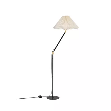 FLY  Μοντέρνο Eπιδαπέδιο Φωτιστικό Μονόφωτο 1 x E27 IP20 Μαύρο & Χρυσό Μέταλλο με Μπεζ Ύφασμα - Μ38 x Π38 x Υ155cm
