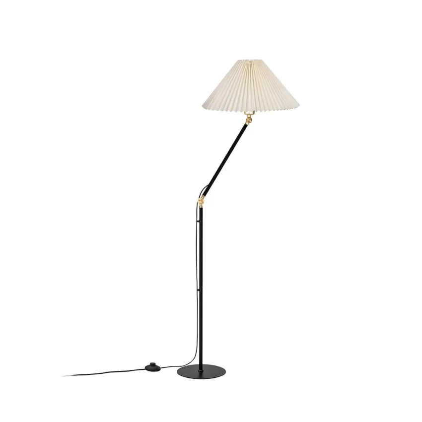 FLY  Μοντέρνο Eπιδαπέδιο Φωτιστικό Μονόφωτο 1 x E27 IP20 Μαύρο & Χρυσό Μέταλλο με Μπεζ Ύφασμα - Μ38 x Π38 x Υ155cm