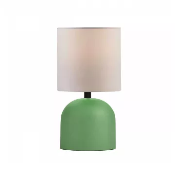 LOREN  Μοντέρνο Eπιτραπέζιο Φωτιστικό Μονόφωτο 1 x E27 IP20 Πράσινο Μέταλλο με Μπεζ Ύφασμα - Μ15 x Π15 x Υ31cm