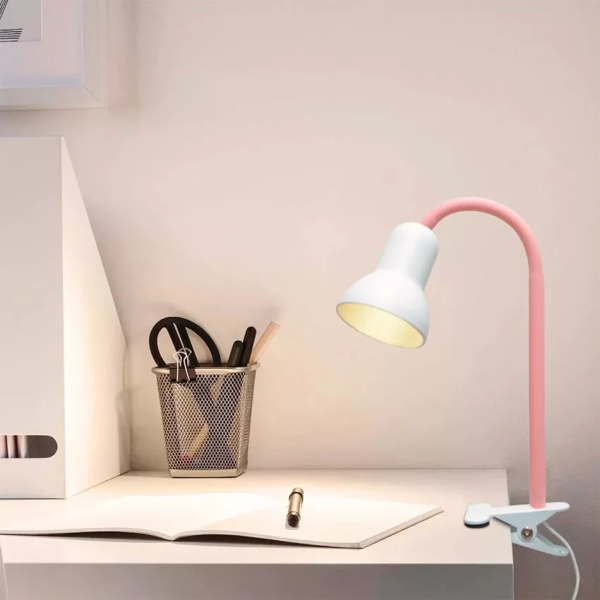 TAVOLO  Παιδικό Eπιτραπέζιο Φωτιστικό Μονόφωτο 1 x E27 IP20 Ροζ & Λευκό Πλαστικό - Μ11 x Π9 x Υ35cm