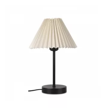 ORACLE  Μοντέρνο Eπιτραπέζιο Φωτιστικό Μονόφωτο 1 x E27 IP20 Μαύρο Μέταλλο με Μπεζ Ύφασμα - Μ22 x Π22 x Υ36cm