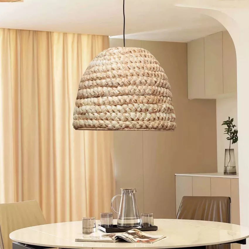 MEKA Boho Κρεμαστό Φωτιστικό Καμπάνα Μονόφωτο 1 x E27 IP20 Μπεζ Rattan - Μ30 x Π30 x Υ25cm MEKA Boho Κρεμαστό Φωτιστικό Καμπάνα Μονόφωτο 1 x E27 IP20 Μπεζ Rattan - Μ30 x Π30 x Υ25cm