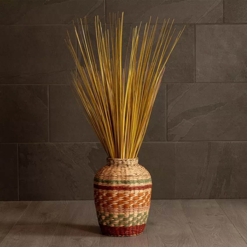 Τεχνητός Κήπος TORONTO  Διακοσμητικό Πλεκτό Καλάθι - Κασπώ Γλάστρα -  Μπεζ με Πολύχρομο Π25 x M25 x Υ32cm