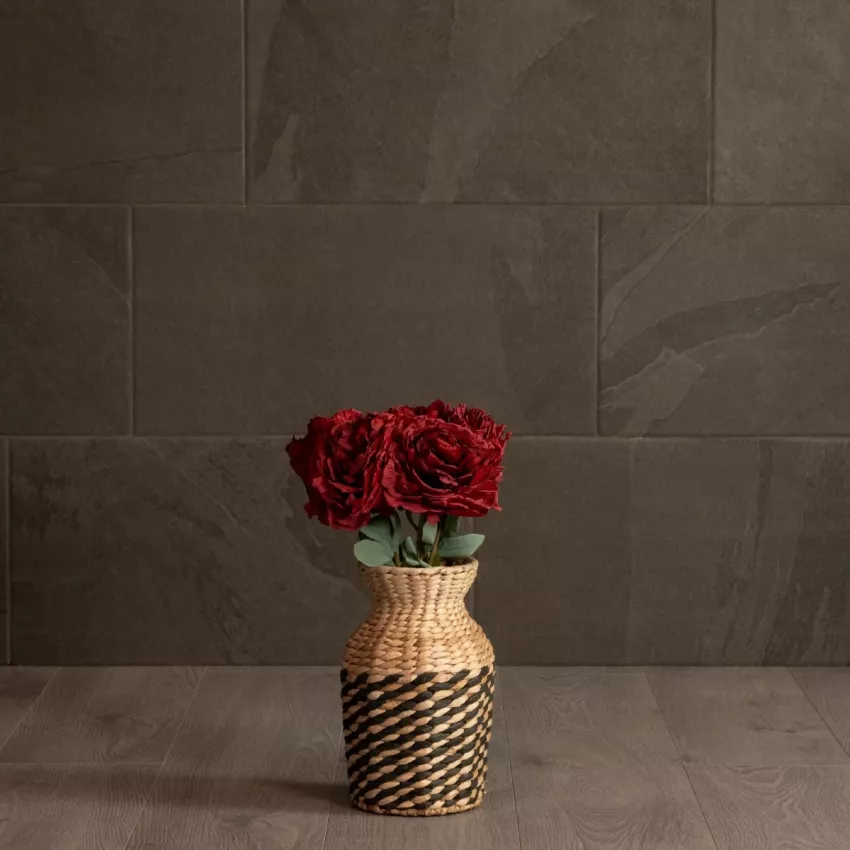 Τεχνητός Κήπος VERSALLES  Διακοσμητικό Πλεκτό Καλάθι - Κασπώ Γλάστρα -  Μπεζ με Μαύρο Π16 x M16 x Υ25cm