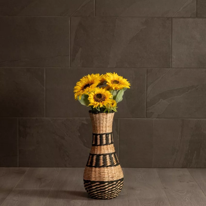 Τεχνητός Κήπος MONTMARTRE  Διακοσμητικό Πλεκτό Καλάθι - Κασπώ Γλάστρα -  Μπεζ με Μαύρο Π20 x M20 x Υ42cm