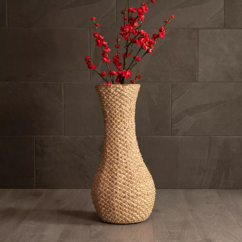 Τεχνητός Κήπος SANDIAGO  Διακοσμητικό Πλεκτό Καλάθι - Κασπώ Γλάστρα -  Μπεζ Π30 x M30 x Υ60cm