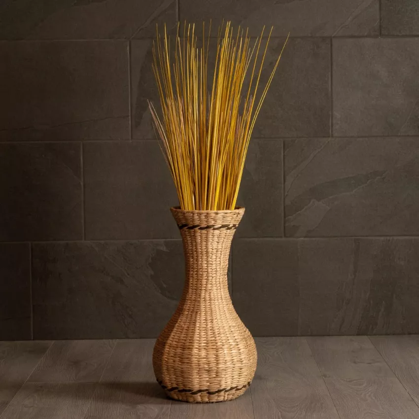 Τεχνητός Κήπος MONACO  Διακοσμητικό Πλεκτό Καλάθι - Κασπώ Γλάστρα -  Μπεζ με Καφέ Π25 x M25 x Υ45cm