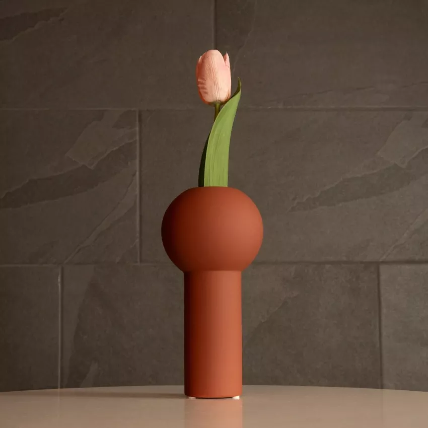 Τεχνητός Κήπος COSTA RICA  Διακοσμητικό Κεραμικό Βάζo Καφέ Π10 x Μ10 x Υ21cm