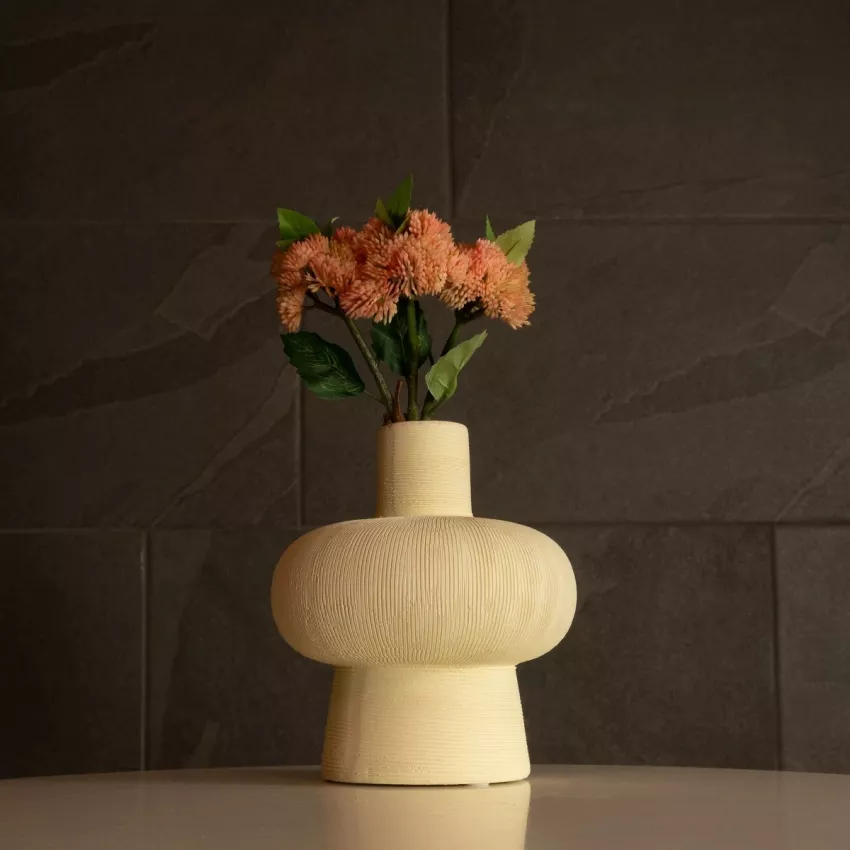 Τεχνητός Κήπος ICEBERG  Διακοσμητικό Κεραμικό Βάζo Μπεζ Π17 x Μ17 x Υ20cm