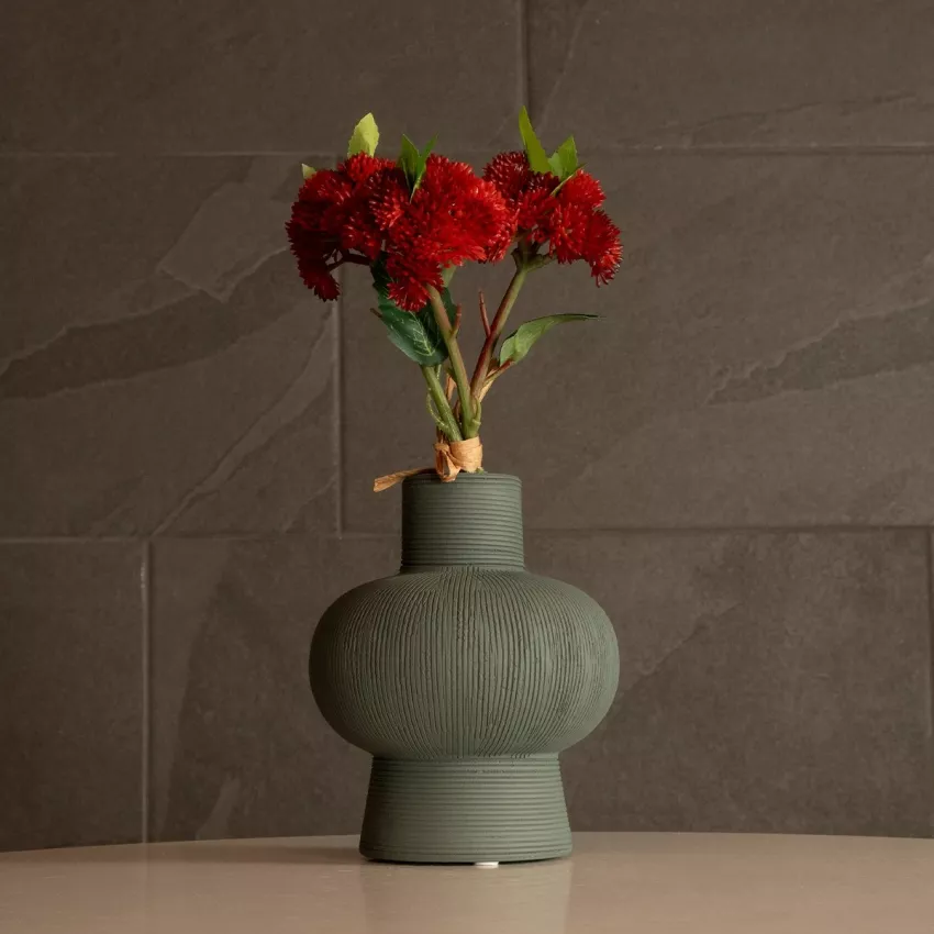 Τεχνητός Κήπος MALACHITE  Διακοσμητικό Κεραμικό Βάζo Γκρι Π13 x Μ13 x Υ16cm