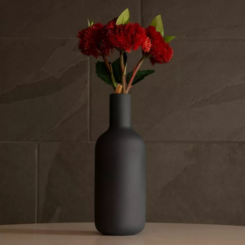 Τεχνητός Κήπος MYSTIQUE  Διακοσμητικό Κεραμικό Βάζo Γκρι Π7 x Μ7 x Υ20cm