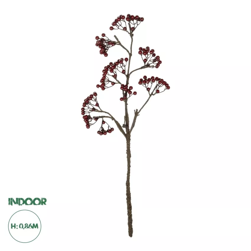 Τεχνητός Κήπος RED HOLLY BERRIES FRUIT BRANCH  Τεχνητό Διακοσμητικό Κλαδί Κόκκινο Γκί Y86cm