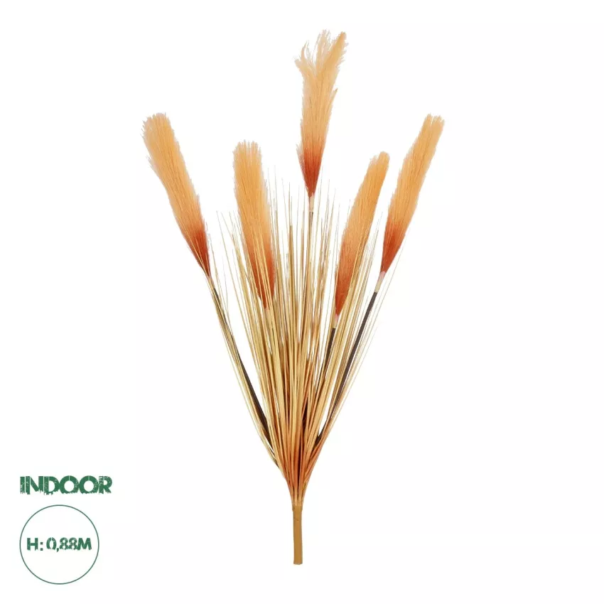 Τεχνητός Κήπος ORANGE PAMPAS GRASS BRANCH  Τεχνητό Διακοσμητικό Κλαδί Πορτοκαλί Πάμπας Y88cm