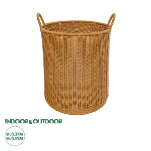 Τεχνητός Κήπος TORINO  Διακοσμητικό Πλεκτό Καλάθι - Κασπώ Γλάστρα -  Μπεζ Φ37cm x Υ52cm