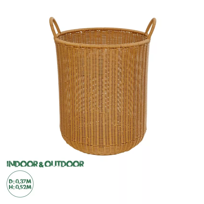 Τεχνητός Κήπος TORINO  Διακοσμητικό Πλεκτό Καλάθι - Κασπώ Γλάστρα -  Μπεζ Φ37cm x Υ52cm