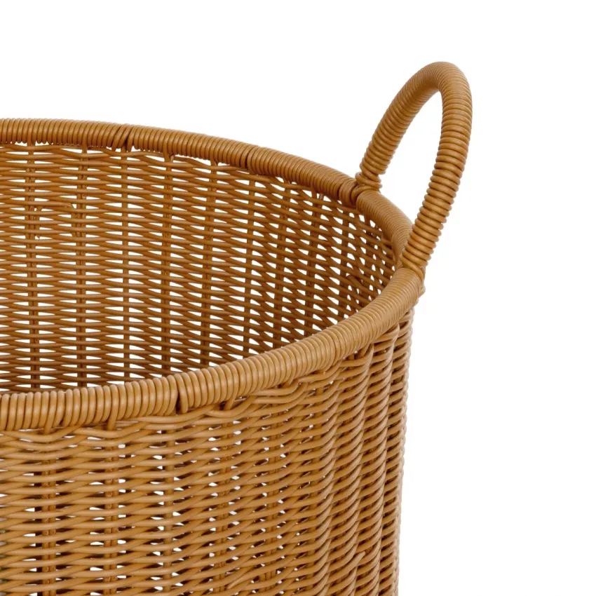 Τεχνητός Κήπος TORINO  Διακοσμητικό Πλεκτό Καλάθι - Κασπώ Γλάστρα -  Μπεζ Φ37cm x Υ52cm
