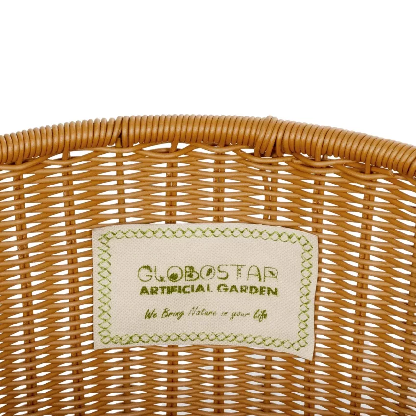 Τεχνητός Κήπος TORINO  Διακοσμητικό Πλεκτό Καλάθι - Κασπώ Γλάστρα -  Μπεζ Φ37cm x Υ52cm