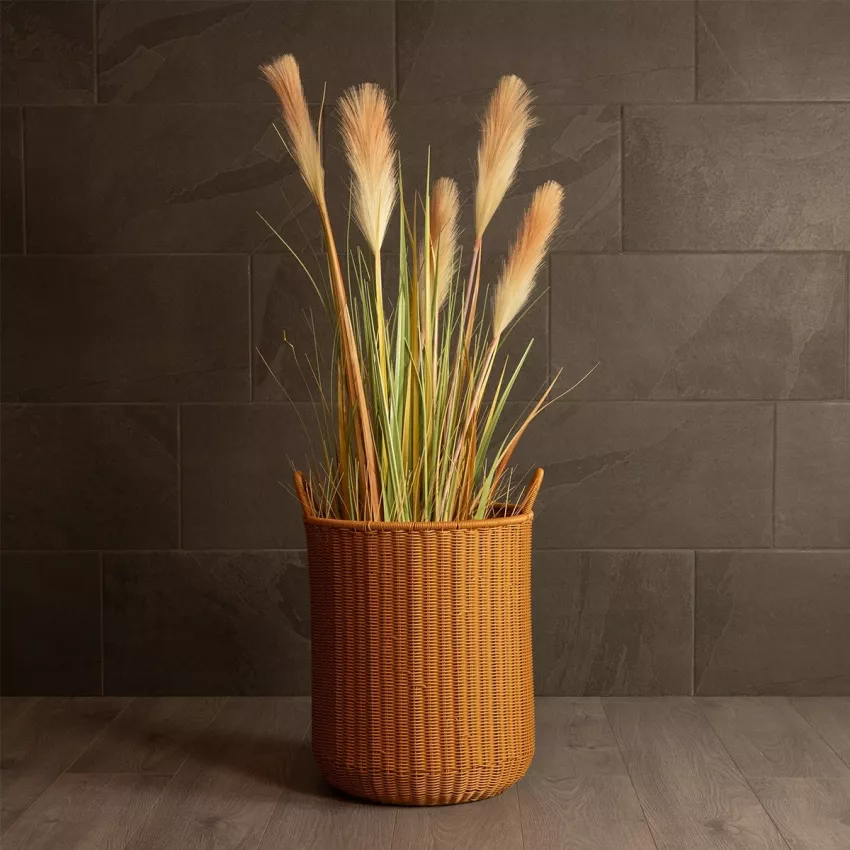 Τεχνητός Κήπος TORINO  Διακοσμητικό Πλεκτό Καλάθι - Κασπώ Γλάστρα -  Μπεζ Φ37cm x Υ52cm
