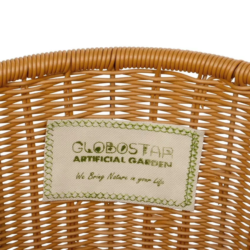 Τεχνητός Κήπος TORINO  Διακοσμητικό Πλεκτό Καλάθι - Κασπώ Γλάστρα -  Μπεζ Φ31cm x Υ47cm