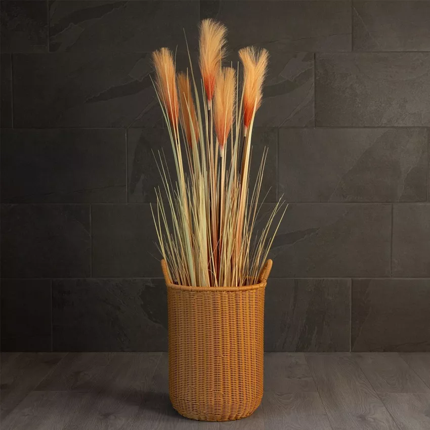 Τεχνητός Κήπος TORINO  Διακοσμητικό Πλεκτό Καλάθι - Κασπώ Γλάστρα -  Μπεζ Φ31cm x Υ47cm