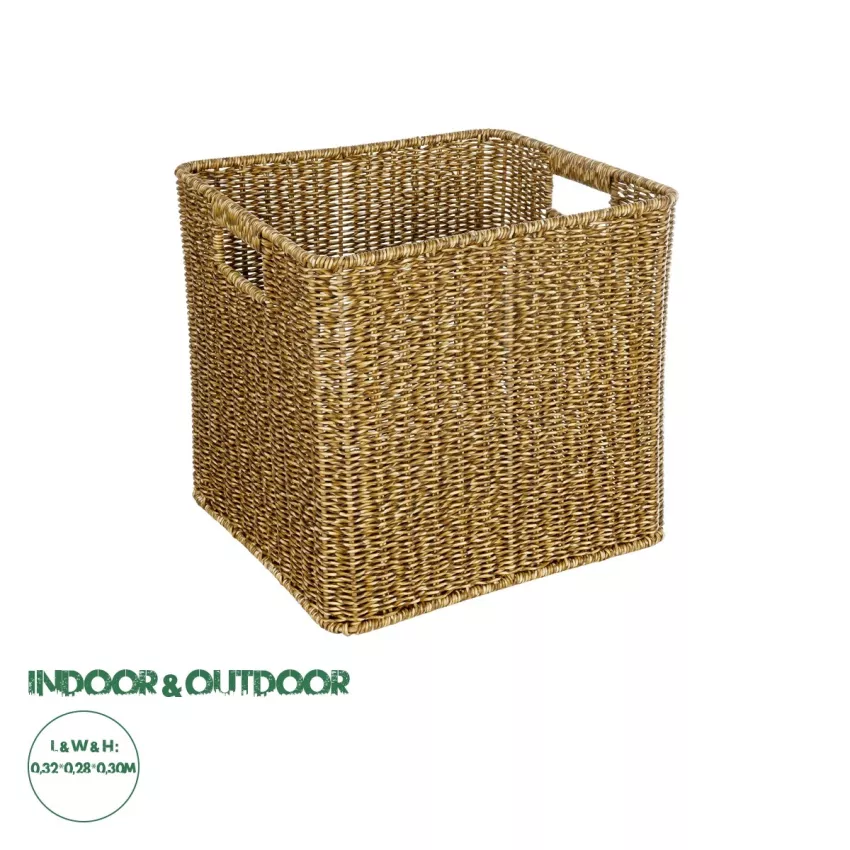 Τεχνητός Κήπος SIENA  Διακοσμητικό Πλεκτό Καλάθι - Κασπώ Γλάστρα -  Μπεζ Μ32 x Π28 x Υ30cm