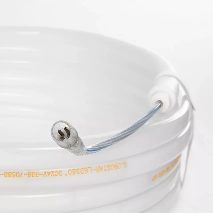 GLOBOSTAR® NEOTUBE  Ταινία Neon Flex LED 18W/m 900lm/m 360° DC 24V Αδιάβροχο IP65 60 x SMD5050 Chip/m Πολύχρωμο RGB Dimmable - Sanan SMD Chip - Μ500 x Π2.1 x Υ2.1cm - Ρολό 5 Μέτρων