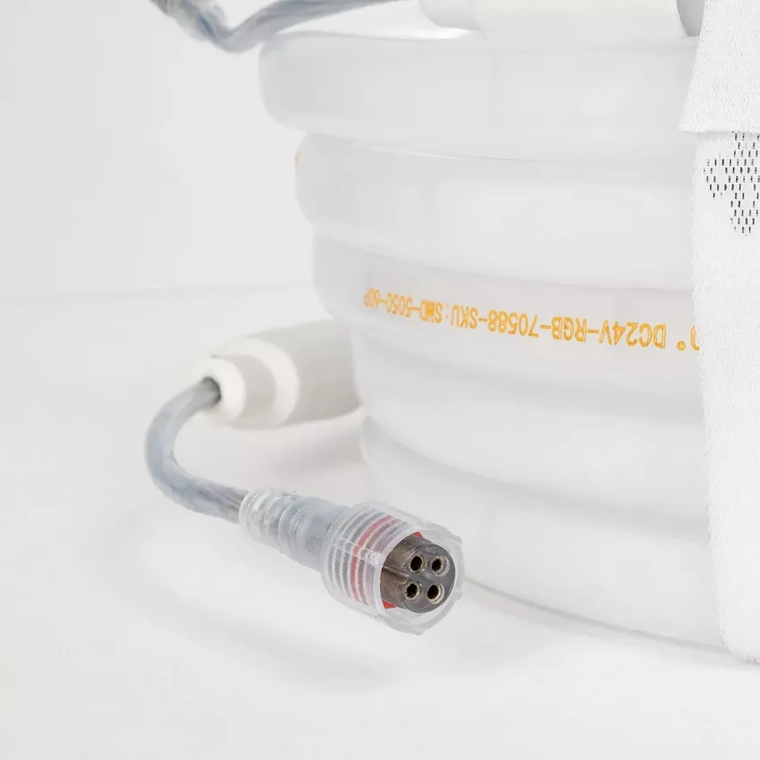 GLOBOSTAR® NEOTUBE  Ταινία Neon Flex LED 18W/m 900lm/m 360° DC 24V Αδιάβροχο IP65 60 x SMD5050 Chip/m Πολύχρωμο RGB Dimmable - Sanan SMD Chip - Μ500 x Π2.1 x Υ2.1cm - Ρολό 5 Μέτρων