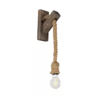 GLOBOSTAR® KENSI  Boho Φωτιστικό Τοίχου - Απλίκα με Ντουί 1 x E27 AC 220-240V IP20 - Καφέ & Μπεζ - Μ7 x Π15 x Υ38cm