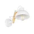 GRANT  Μοντέρνο Επιτοίχιο Φωτιστικό Απλίκα Μονόφωτο 1 x E27 IP20 Λευκό Μέταλλο με Μπεζ Ξύλο - Μ15 x Π36 x Υ12cm