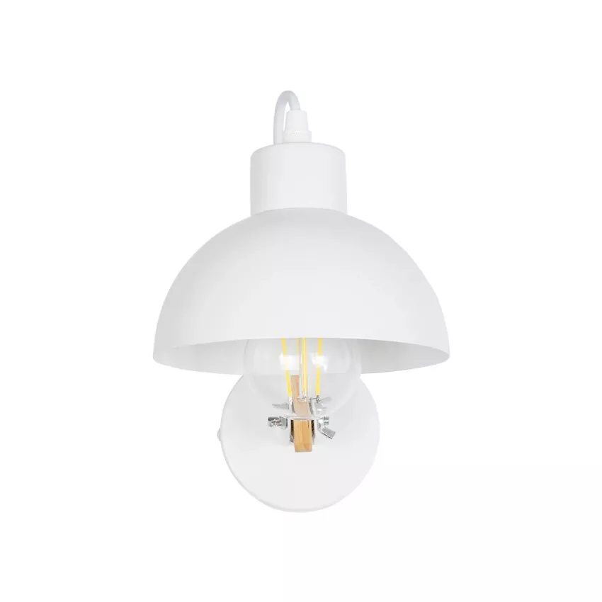 GRANT  Μοντέρνο Επιτοίχιο Φωτιστικό Απλίκα Μονόφωτο 1 x E27 IP20 Λευκό Μέταλλο με Μπεζ Ξύλο - Μ15 x Π36 x Υ12cm