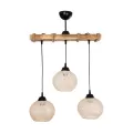 LUMA  Vintage Κρεμαστό Φωτιστικό Ράγα Τρίφωτο 3 x E27 IP20 Μπεζ Ξύλο με Μπεζ Σχοινί - Μ50 x Π20 x Υ63cm