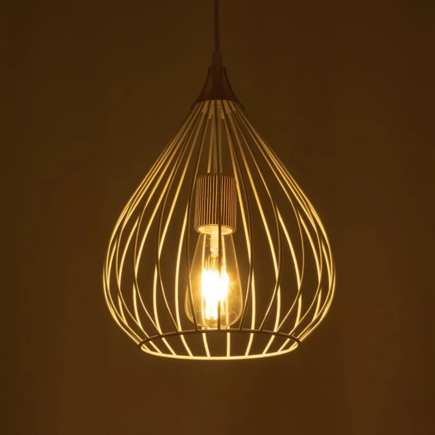 GLOBOSTAR® RADIARO  Vintage Κρεμαστό Φωτιστικό Οροφής με Ντουί 1 x E27 AC 220-240V IP20 - Λευκό & Χάλκινο - Μ26 x Π26 x Υ35cm