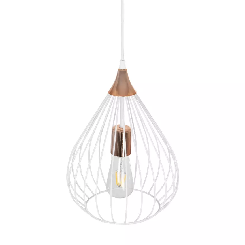 GLOBOSTAR® RADIARO  Vintage Κρεμαστό Φωτιστικό Οροφής με Ντουί 1 x E27 AC 220-240V IP20 - Λευκό & Χάλκινο - Μ26 x Π26 x Υ35cm