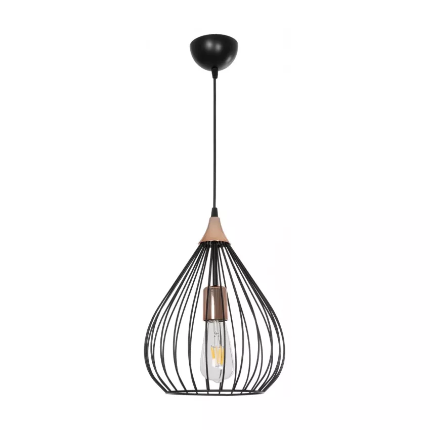 GLOBOSTAR® RADIARO  Vintage Κρεμαστό Φωτιστικό Οροφής με Ντουί 1 x E27 AC 220-240V IP20 - Μαύρο & Χάλκινο - Μ26 x Π26 x Υ35cm