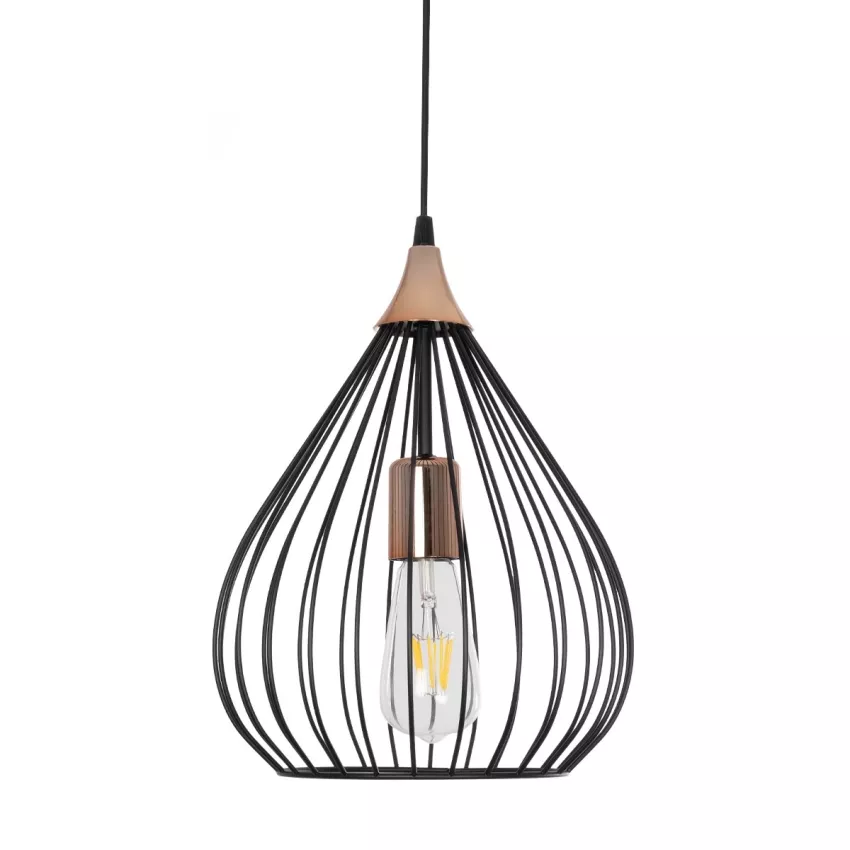 GLOBOSTAR® RADIARO  Vintage Κρεμαστό Φωτιστικό Οροφής με Ντουί 1 x E27 AC 220-240V IP20 - Μαύρο & Χάλκινο - Μ26 x Π26 x Υ35cm