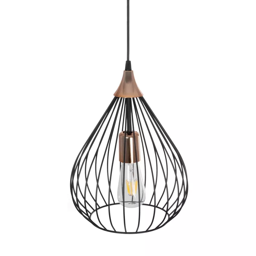 GLOBOSTAR® RADIARO  Vintage Κρεμαστό Φωτιστικό Οροφής με Ντουί 1 x E27 AC 220-240V IP20 - Μαύρο & Χάλκινο - Μ26 x Π26 x Υ35cm