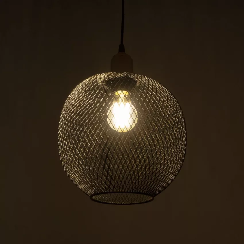 GLOBOSTAR® WIRE  Μοντέρνο Κρεμαστό Φωτιστικό Οροφής με Ντουί 1 x E27 AC 220-240V IP20 - Μαύρο & Χρυσό - Μ25 x Π25 x Υ32cm
