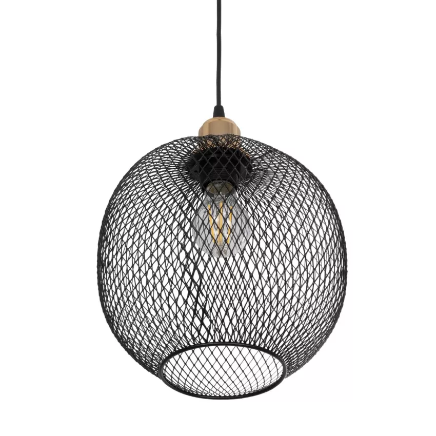 GLOBOSTAR® WIRE  Μοντέρνο Κρεμαστό Φωτιστικό Οροφής με Ντουί 1 x E27 AC 220-240V IP20 - Μαύρο & Χρυσό - Μ25 x Π25 x Υ32cm