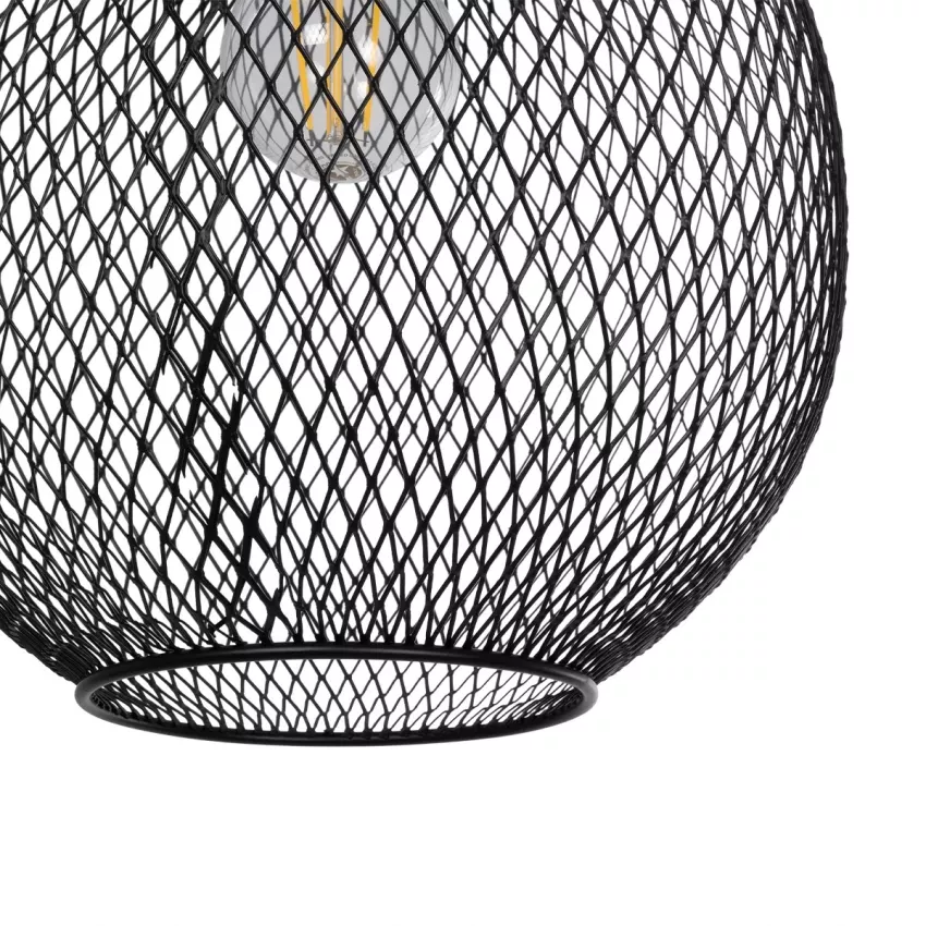 GLOBOSTAR® WIRE  Μοντέρνο Κρεμαστό Φωτιστικό Οροφής με Ντουί 1 x E27 AC 220-240V IP20 - Μαύρο & Χρυσό - Μ25 x Π25 x Υ32cm