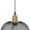 GLOBOSTAR® WIRE  Μοντέρνο Κρεμαστό Φωτιστικό Οροφής με Ντουί 1 x E27 AC 220-240V IP20 - Μαύρο & Χρυσό - Μ25 x Π25 x Υ32cm