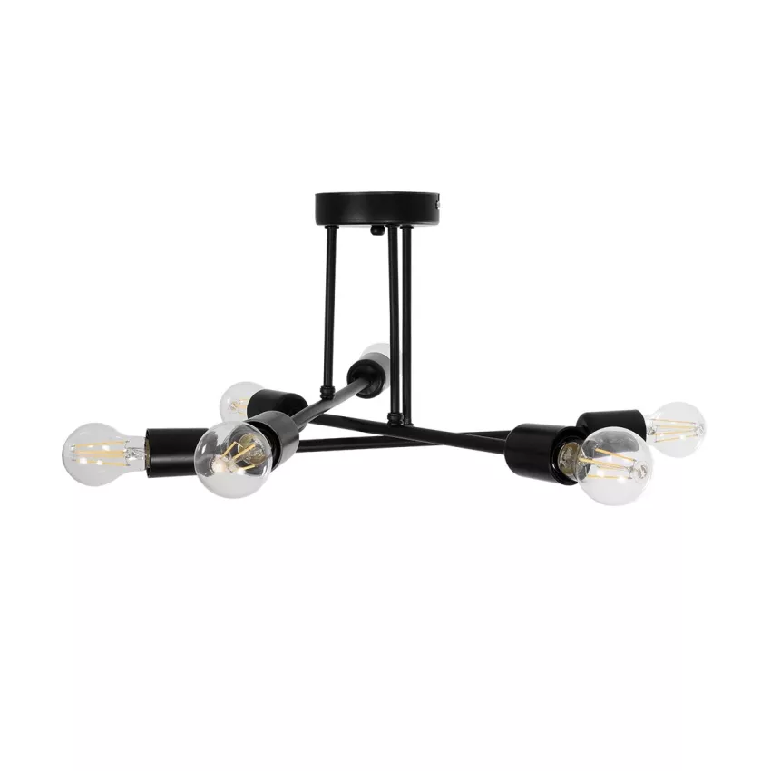 GLOBOSTAR® LAMIRA  Μοντέρνο Φωτιστικό Οροφής με Ντουί 6 x E27 AC 220-240V IP20 - Μαύρο - Μ51 x Π51 x Υ7cm