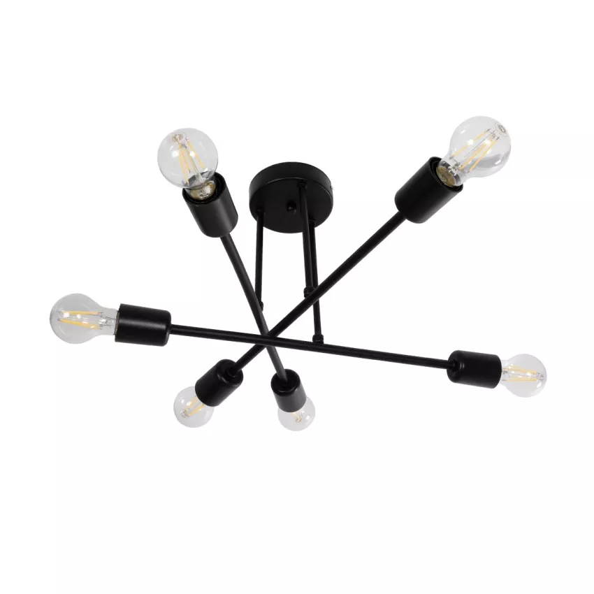 GLOBOSTAR® LAMIRA  Μοντέρνο Φωτιστικό Οροφής με Ντουί 6 x E27 AC 220-240V IP20 - Μαύρο - Μ51 x Π51 x Υ7cm